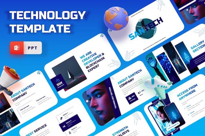 网络科技技术PowerPoint模板 - 顶尖PPT