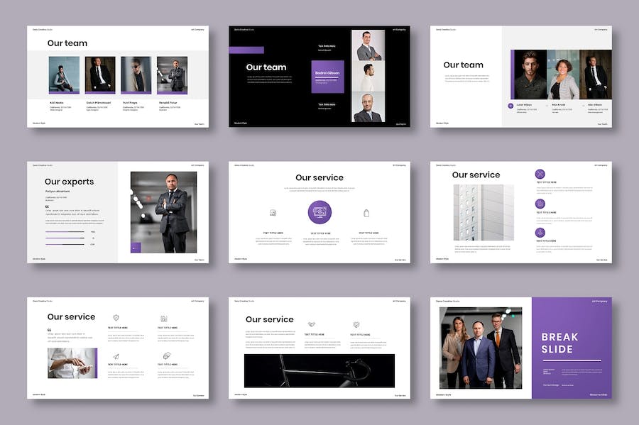 紫色渐变图片展示商业Keynote模板 - 顶尖PPT