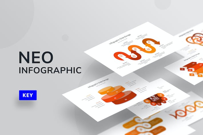 橙色信息图形keynote模板 - 顶尖PPT