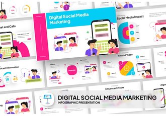 数字营销社交媒体信息图形Keynote模板 - 顶尖PPT