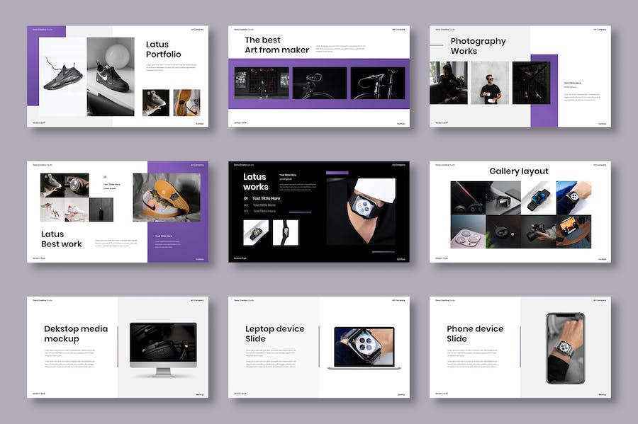 紫色渐变图片展示商业Keynote模板 - 顶尖PPT