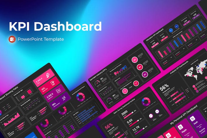 KPI数据可视化图形分析报告展示PPT模板 - 顶尖PPT