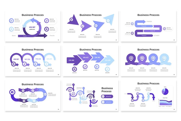 紫色业务流程信息图形keynote模板 - 顶尖PPT
