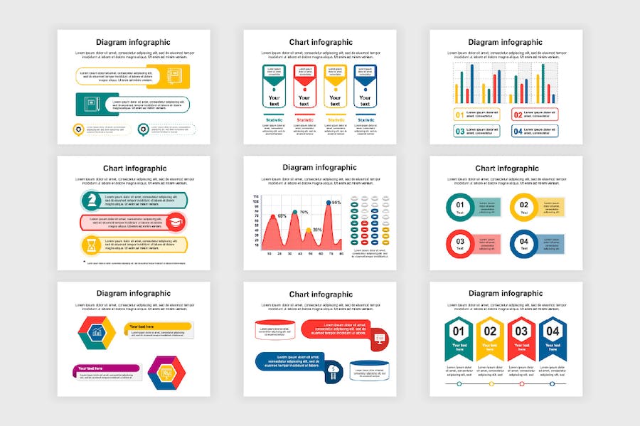 创意彩色信息图形分类要点展示图形PPT模板 - 顶尖PPT