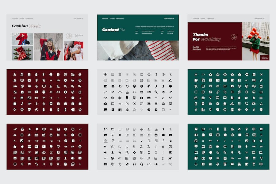 扁平化时尚圣诞节活动主题国外PPT模板 - 顶尖PPT