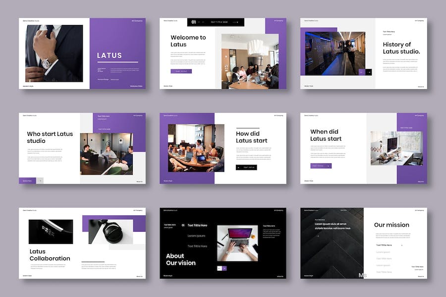 紫色渐变图片展示商业Keynote模板 - 顶尖PPT