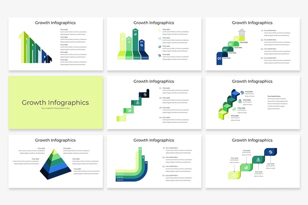 业务增长箭头流程图信息图表PPT模板 - 顶尖PPT