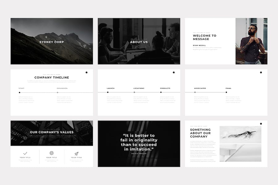 黑白色业务合作商业计划营销策划通用PPT模板 - 顶尖PPT