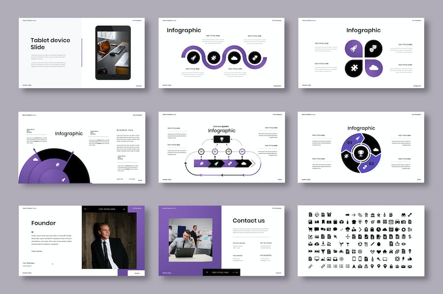 紫色渐变图片展示商业Keynote模板 - 顶尖PPT