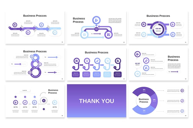 紫色业务流程信息图形keynote模板 - 顶尖PPT