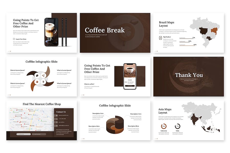 极简风格咖啡行业品牌展示Keynote模板 - 顶尖PPT