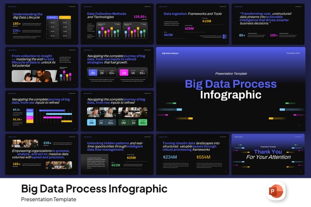 大数据展示流程信息图形PPT模板 - 顶尖PPT