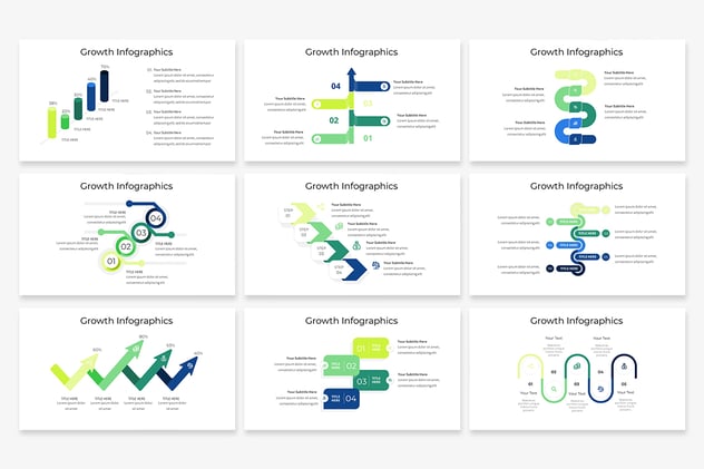 业务增长箭头流程图信息图表PPT模板 - 顶尖PPT