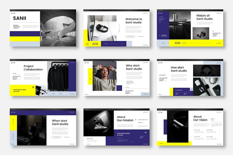 蓝黄色品牌活动策划商务通用PPT模板 - 顶尖PPT