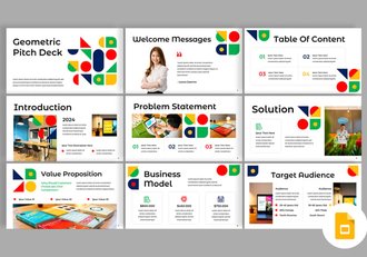 几何图形设计工作总结PPT模板 - 顶尖PPT