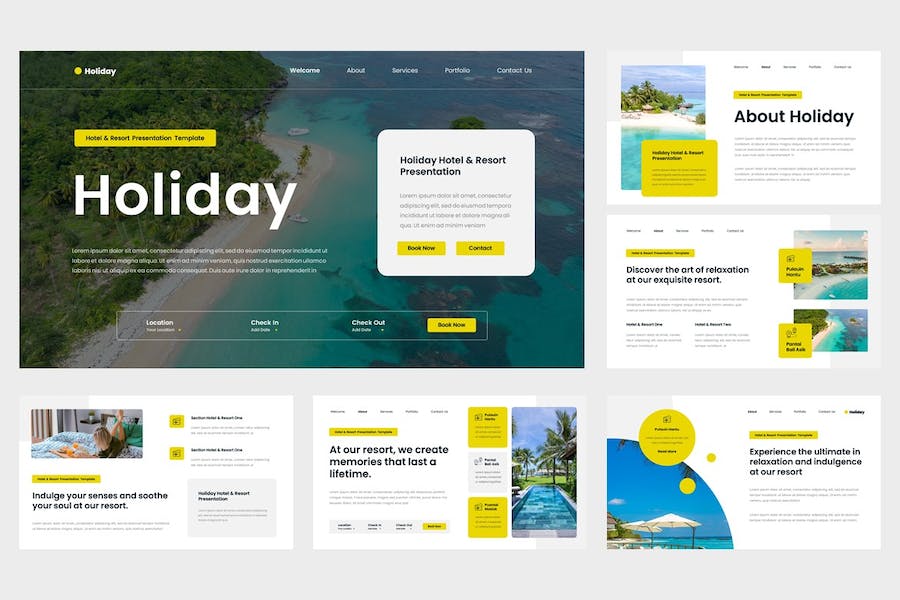 度假酒店旅游服务Keynote模板 - 顶尖PPT