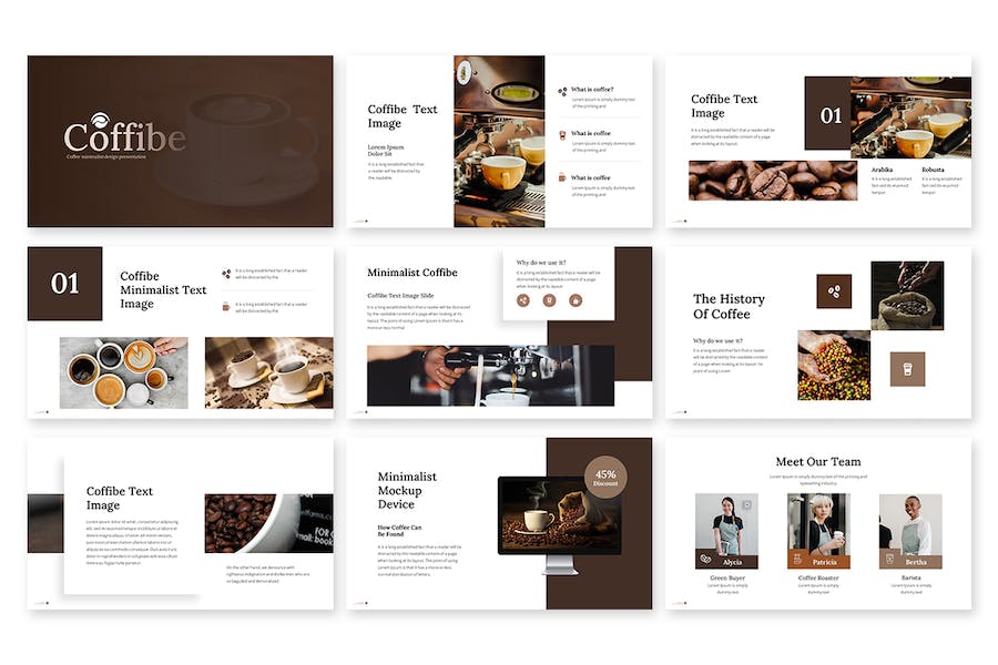 极简风格咖啡行业品牌展示Keynote模板 - 顶尖PPT