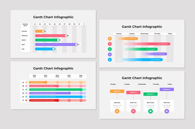 彩色项目时间管理甘特图keynote模板 - 顶尖PPT