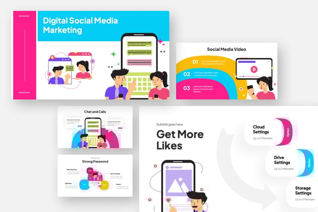 数字营销社交媒体信息图形Keynote模板 - 顶尖PPT