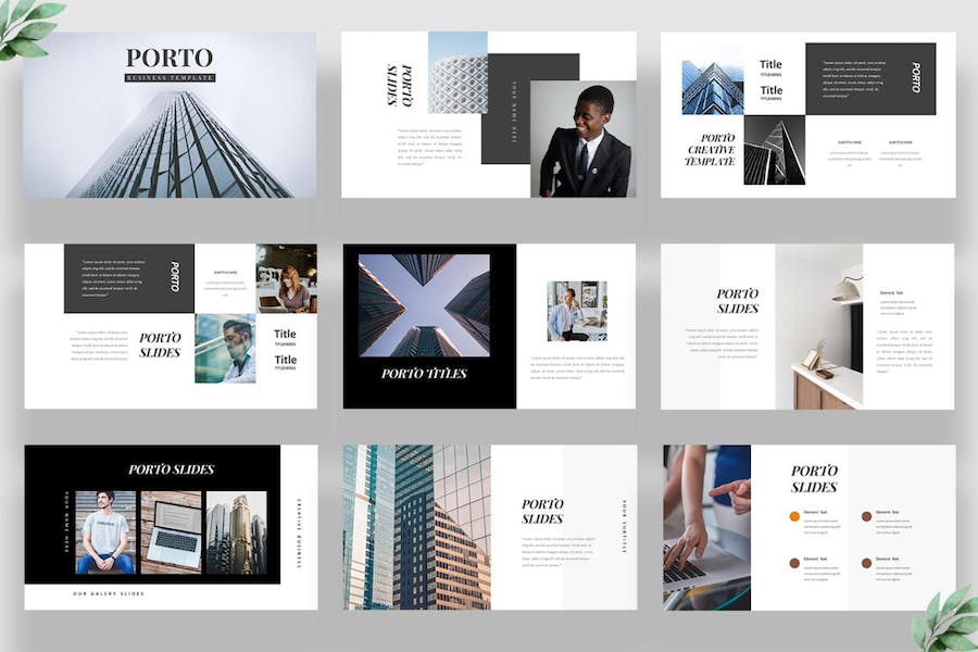 极简商务建筑风格展示PPT模板 - 顶尖PPT