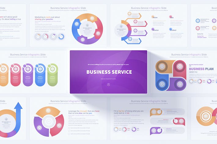 业务服务彩色圆形图形PPT模板 - 顶尖PPT