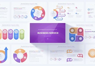 业务服务彩色圆形图形PPT模板 - 顶尖PPT