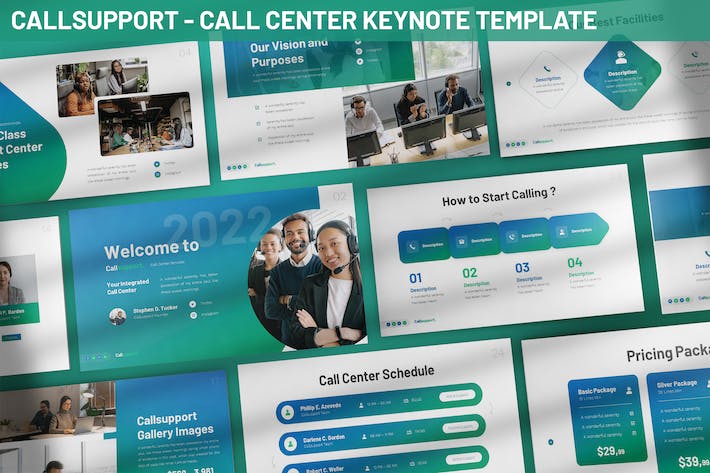 电话客服呼叫中心keynote模板 - 顶尖PPT