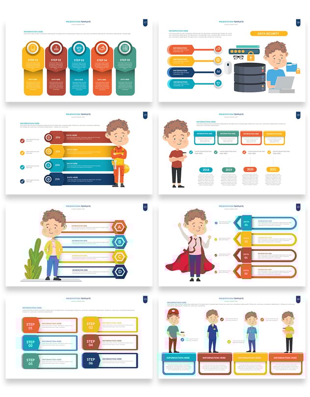 彩色人物插画流程步骤图形PPT动画模板 - 顶尖PPT