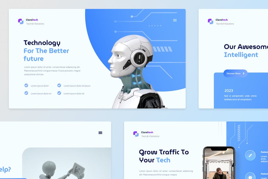 人工智能技术应用推介PPT模板 - 顶尖PPT