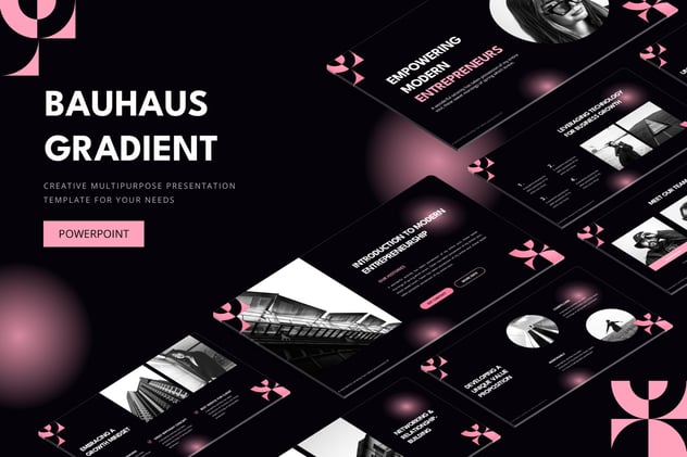 包豪斯渐变配色商务工作总结PPT模板 - 顶尖PPT