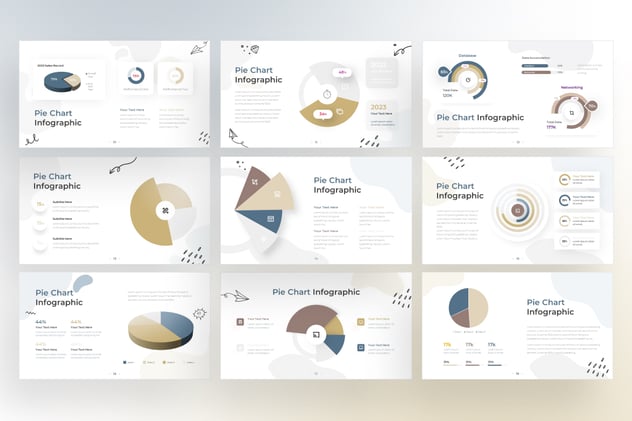 涂鸦风格饼形图keynote模板 - 顶尖PPT