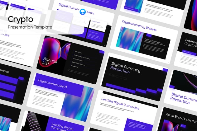 科技风格加密货币演示keynote模板 - 顶尖PPT