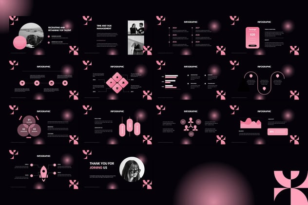 包豪斯渐变配色商务工作总结PPT模板 - 顶尖PPT