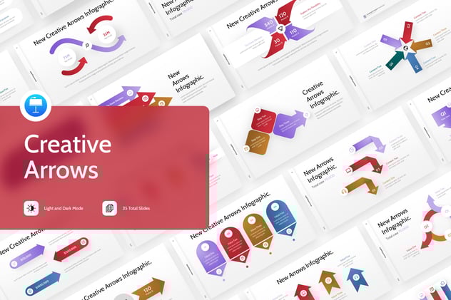 彩色渐变创意箭头信息图形keynote模板 - 顶尖PPT