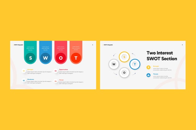 彩色SWOT信息图形PPT模板 - 顶尖PPT
