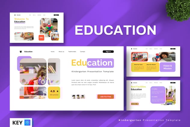 幼儿园教育理念学校介绍keynote模板 - 顶尖PPT