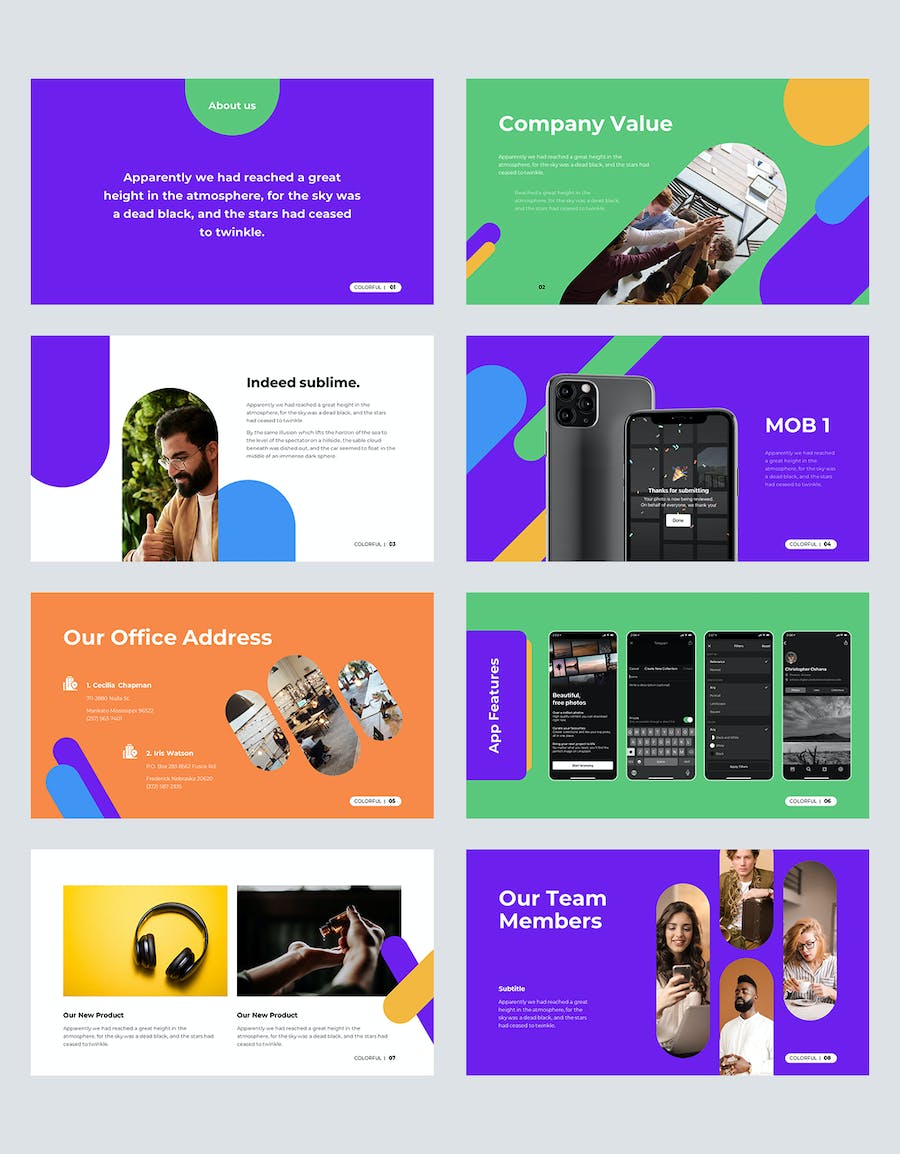 彩色创意产品展示团队介绍PPT模板 - 顶尖PPT