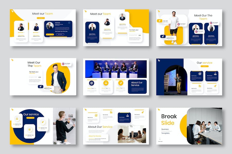 黄色商务企业品牌展示PPT模板 - 顶尖PPT