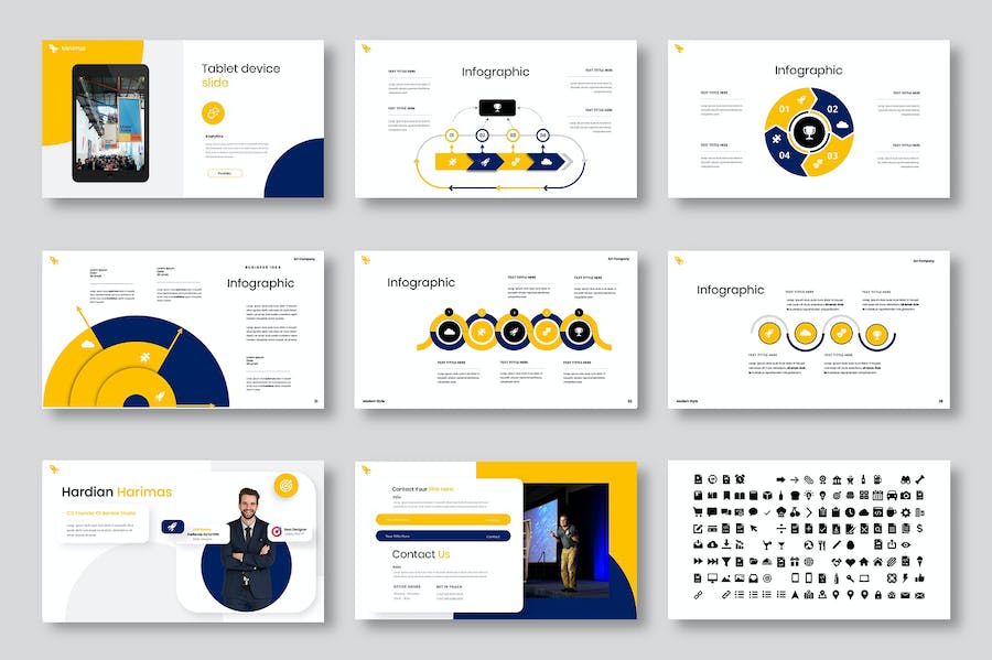 黄色商务企业品牌展示PPT模板 - 顶尖PPT