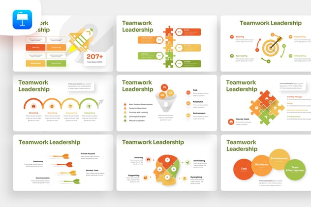 团队合作与领导力信息图表Keynote模板 - 顶尖PPT