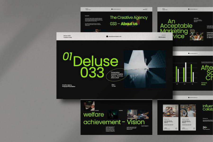 绿黑创意风企业简介展 PPT模板 - 顶尖PPT