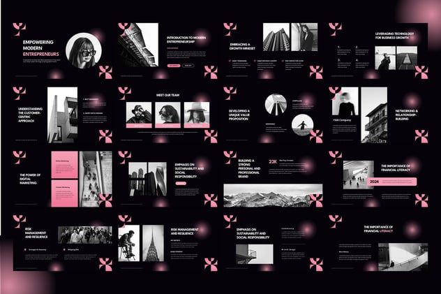 包豪斯渐变配色商务工作总结PPT模板 - 顶尖PPT