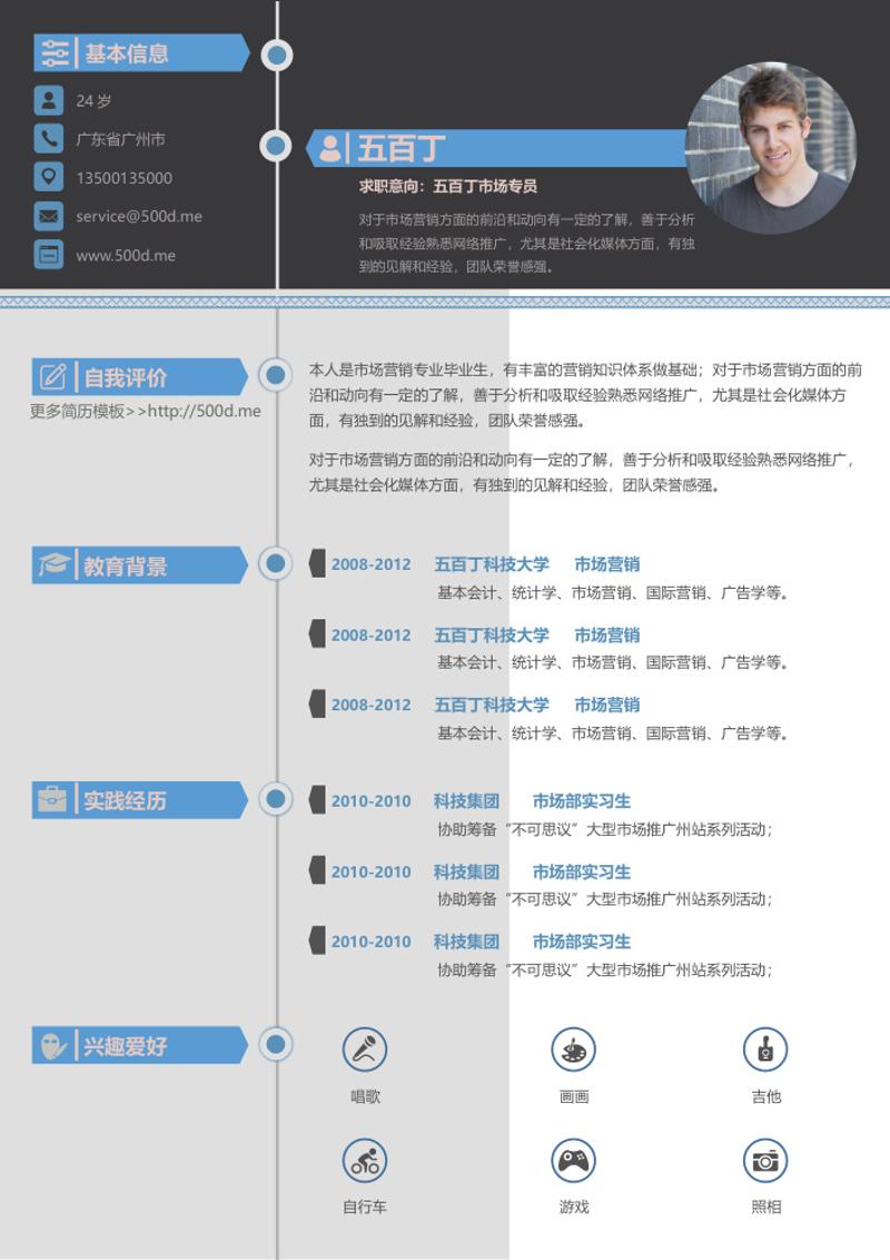 市场专员个人求职简历模板 - 顶尖PPT