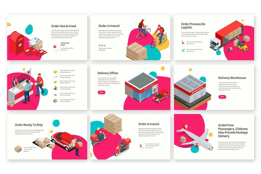 物流配送流程信息图表Keynote模板 - 顶尖PPT