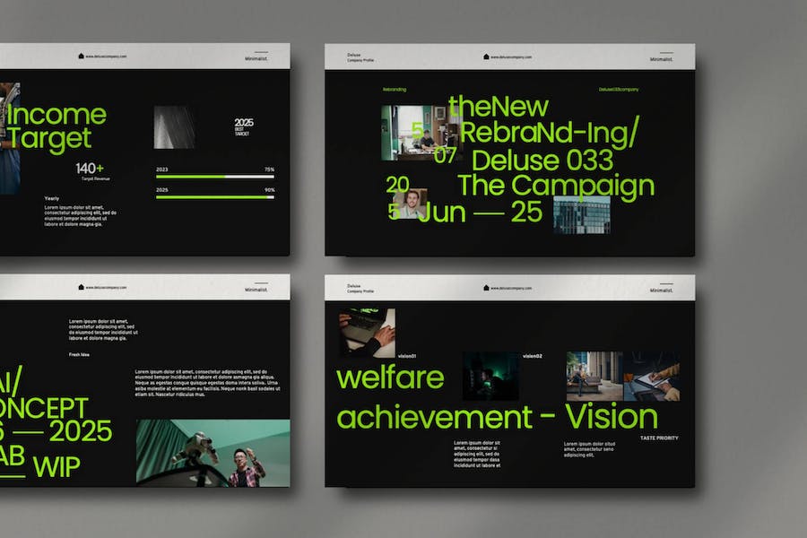 绿黑创意风企业简介展 PPT模板 - 顶尖PPT