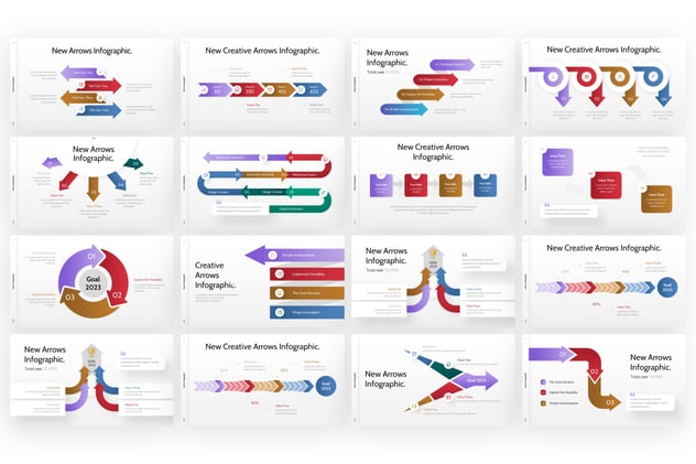 彩色渐变创意箭头信息图形keynote模板 - 顶尖PPT