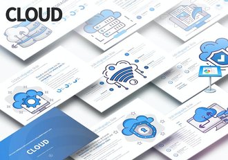 云主题盾牌演讲小程序图标开发信息图表keynote模板 - 顶尖PPT