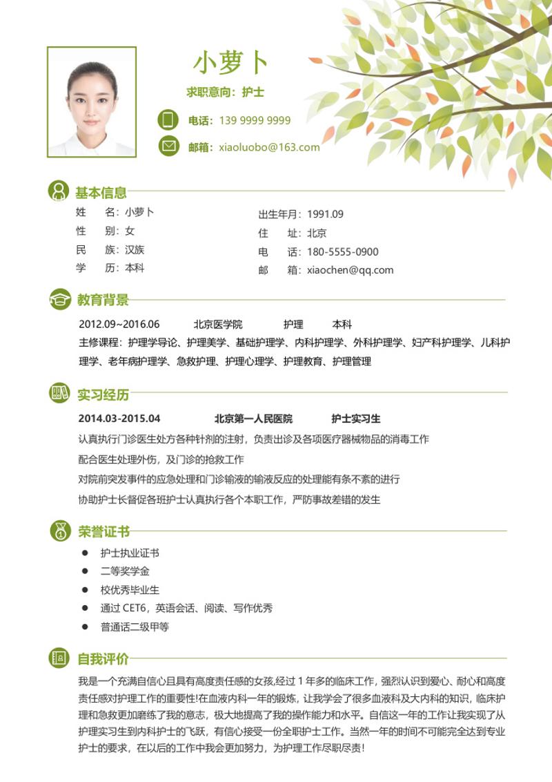 护士护理求职简历自荐信模板 - 顶尖PPT