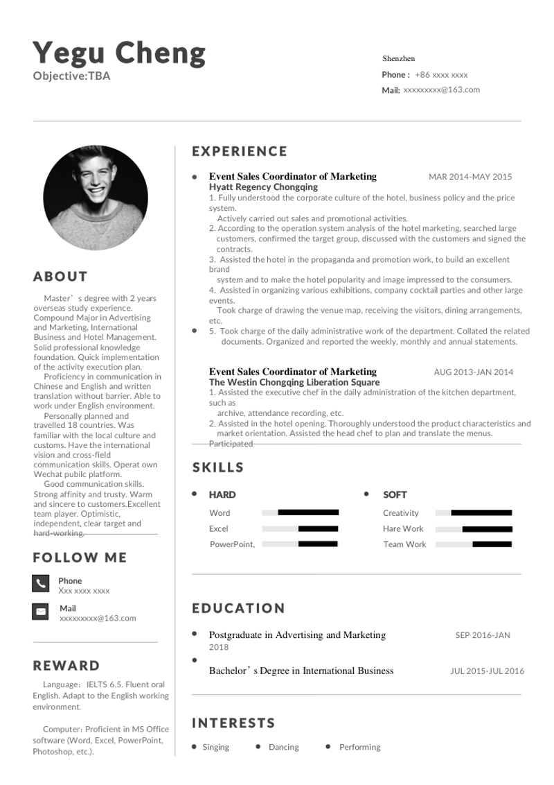 简约英文简历模板 - 顶尖PPT