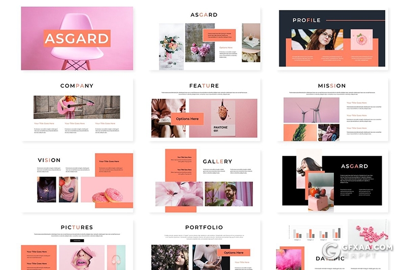 30页5种配色简约小清新风格女性产品展示推广ppt模板 - 顶尖PPT